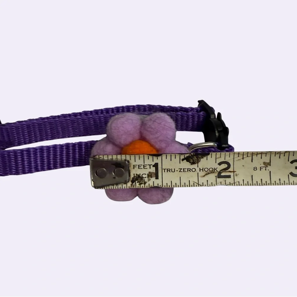 Purple Adjustable Cat Collar with Felt Flower Accent